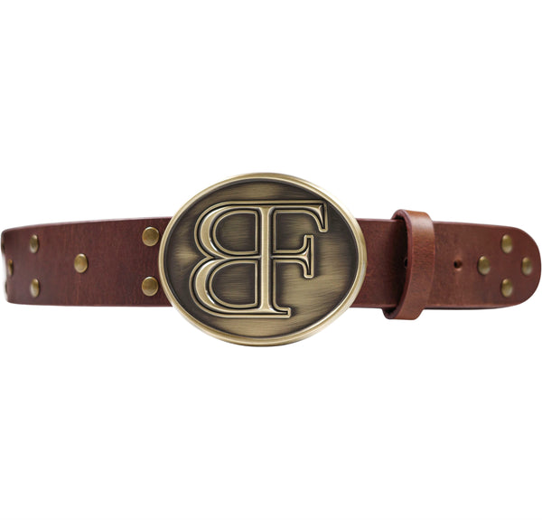 Oval Studded Belt (Brown)